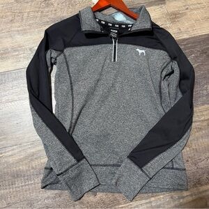 PINK Victoria's Secret Black and Gray Quarter-Zip Pullover